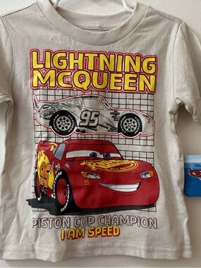 Disney Cars Lightning McQueen Graphic Tee - Cream/Red
